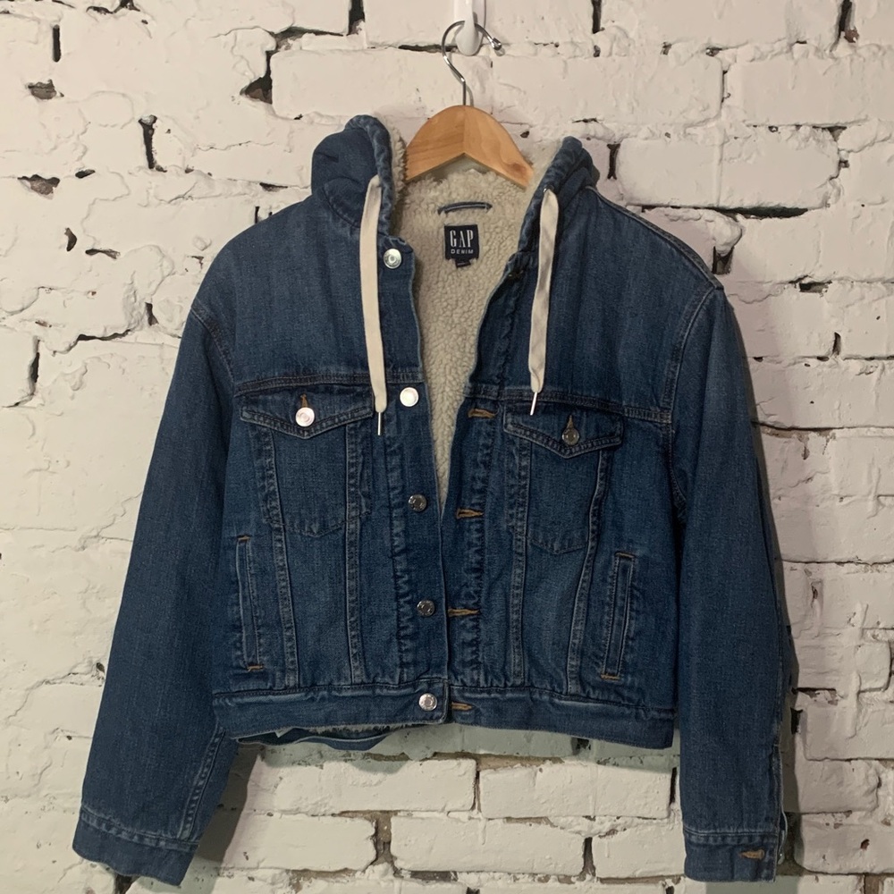 GAP Blue Jean Jacket with Hood